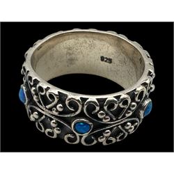 Silver opal filigree band ring, boxed