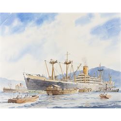 Keith Glen (British 20th century): SS Benalbanach - Ben Line Steamer, watercolour signed 35cm x 44cm