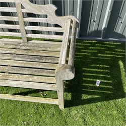 Teak Lutyens style garden bench  - THIS LOT IS TO BE COLLECTED BY APPOINTMENT FROM DUGGLEBY STORAGE, GREAT HILL, EASTFIELD, SCARBOROUGH, YO11 3TX