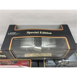 Three Maisto Special Edition 1:18 scale die-cast models - Porsche 550A Spyder, Jaguar 'S' Type and Ferrari 550 Maranello; all boxed; five other unboxed Maisto/Bburago 1:18 scale models; and two Classic Collection lead crystal models of Classic Cars (10)