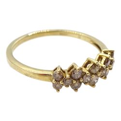 9ct gold round brilliant cut champagne diamond ring, hallmarked, total diamond weight approx 0.50 carat