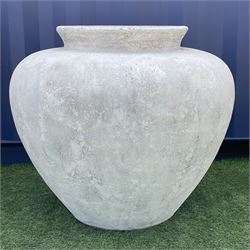 Large stone effect circular planter, distressed paint finish  - THIS LOT IS TO BE COLLECTED BY APPOINTMENT FROM DUGGLEBY STORAGE, GREAT HILL, EASTFIELD, SCARBOROUGH, YO11 3TX