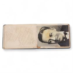 1930s autograph book containing various signatures from theatre performers and musicians, including Douglas Wakefield, Dorothy Langley, Phyllis Robins, Billy Scott-Coombes, Alfredo, etc 