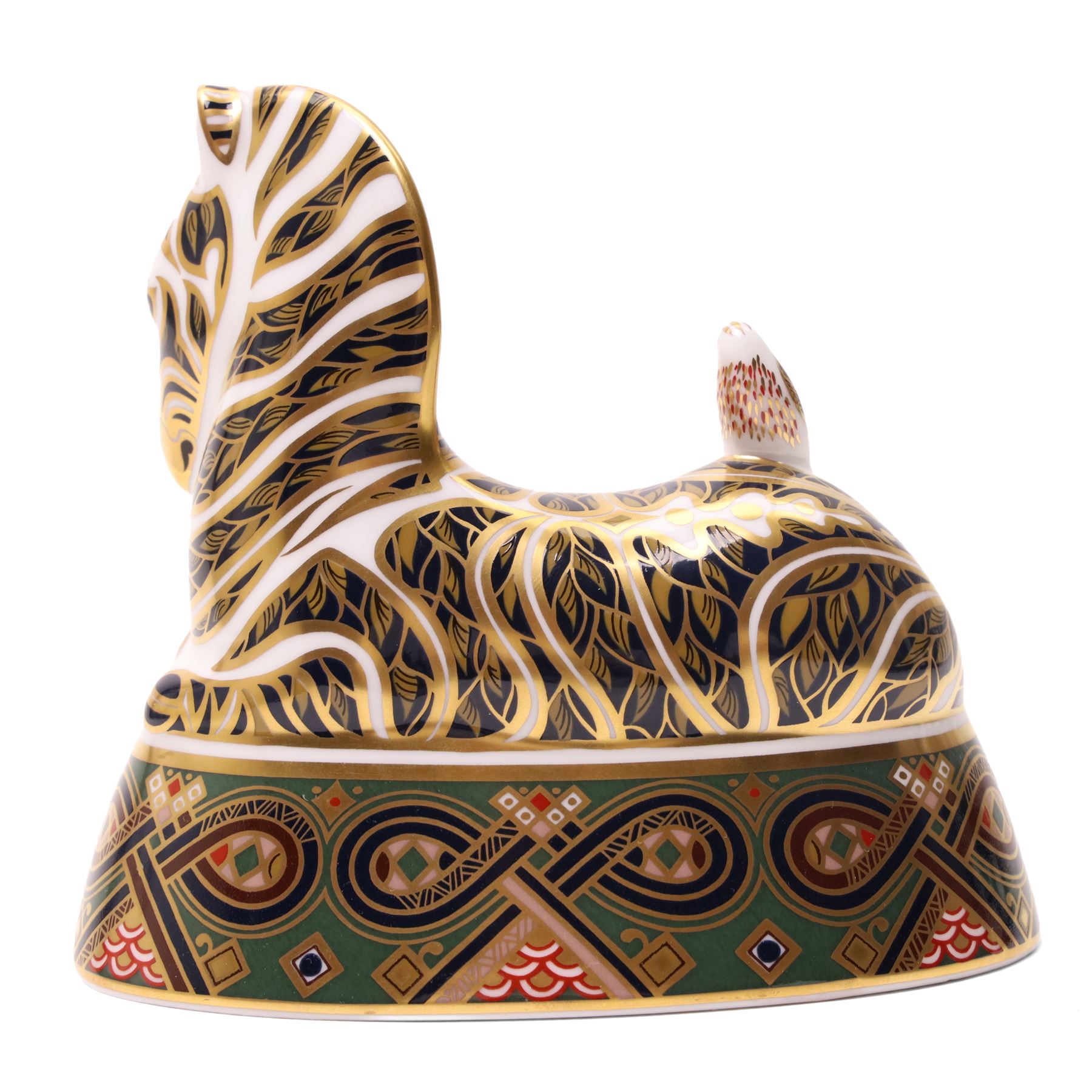 Royal Crown Derby paperweight, Zebra, exclusive edition for Harrods with gold stopper