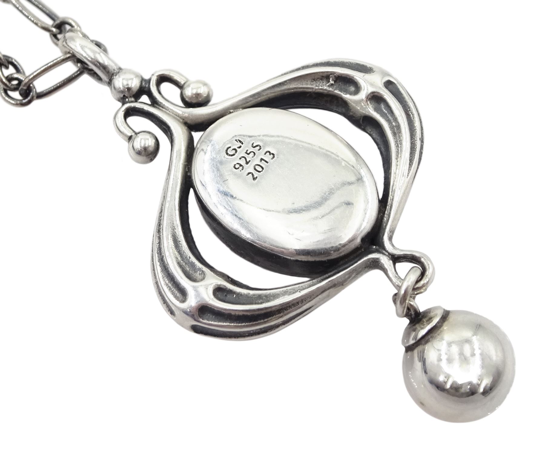 Georg Jensen 2013 Heritage Collection silver lapis lazuli pendant necklace, stamped, boxed 