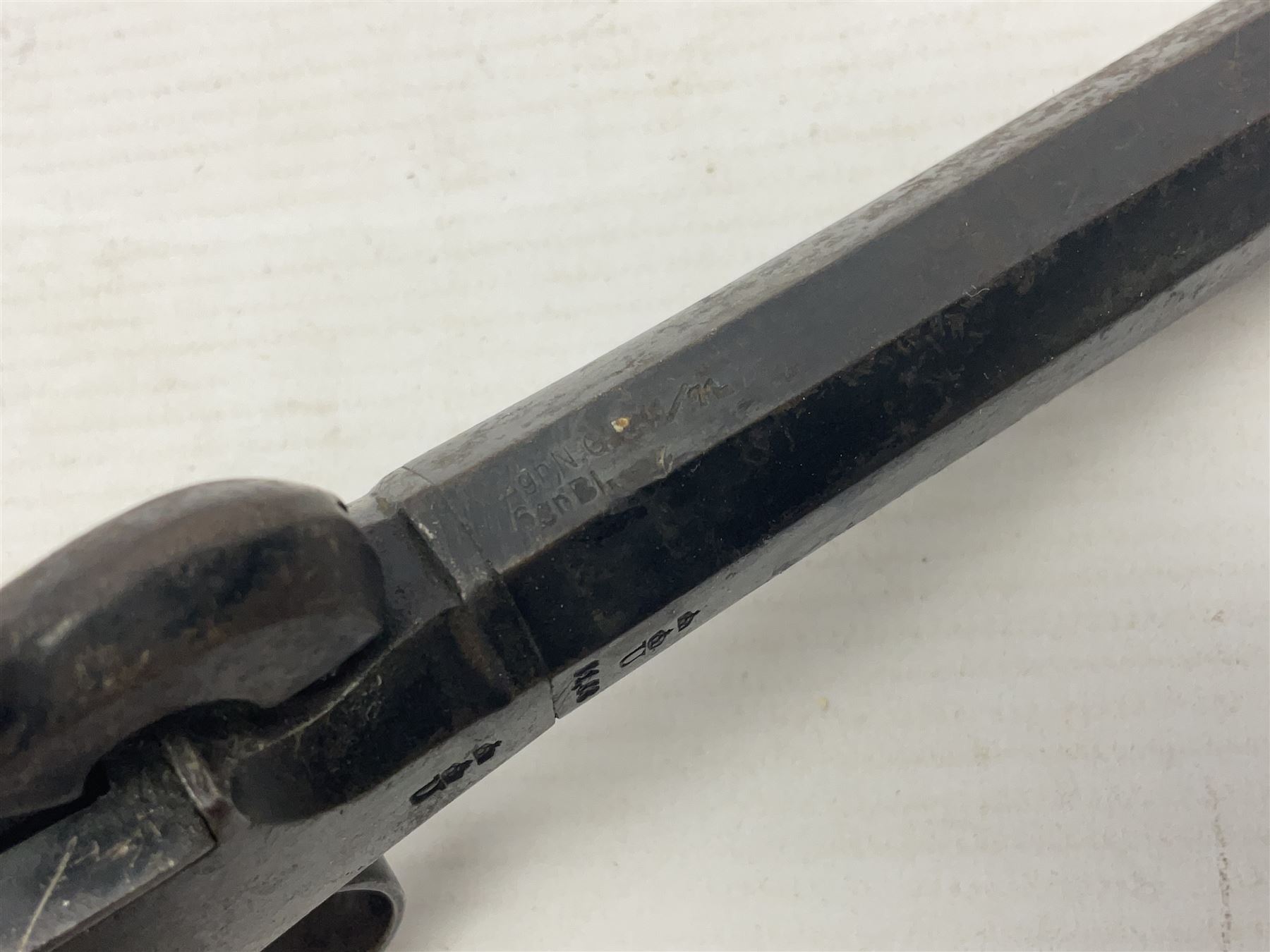 Percussion pocket pistol, 9cm octagonal barrel with German proof marks, figured walnut stock 21cm overall