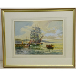 A D Bell (AKA Wilfred Knox British 1884-1966): 'Near Falmouth', watercolour signed and dated 1948, titled verso 26cm x 37cm  