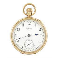 Early 20th century 9ct gold open face, keyless lever presentation pocket watch by American...