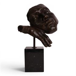After Salvador Dali (Spanish 1904-1989): Dreams, bronze figure with head resting on hand H39cm