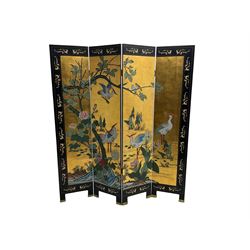 Chinese four panel folding screen, black