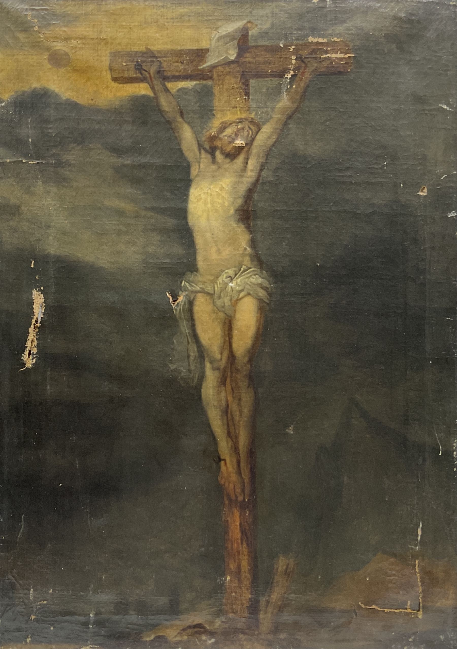 After Anthony van Dyck (Flemish 1599-1641): 'Crucifixion', 19th century oil on canvas unsigned 72cm x 52cm (unframed)