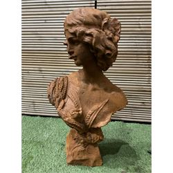 Bust of a lady, cast iron garden figure - THIS LOT IS TO BE COLLECTED BY APPOINTMENT FROM DUGGLEBY STORAGE, GREAT HILL, EASTFIELD, SCARBOROUGH, YO11 3TX