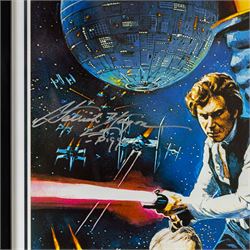 Limited edition multi-signed one sheet Star Wars poster, signed by Kenny Baker, Jerome Blake, Phil Brown, Jeremy Bulloch, Silas Carson, Mike Carter, Michaela Cottrell, Oliver Ford Davies, Mike Edmonds, Garrick Hagan and Michael Sheard, with certificate of authenticity form Collector Zone, framed, poster H90cm, W62cm