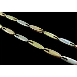18ct gold white, rose and yellow gold oval link chain necklace, stamped 750, approx 17.35gm