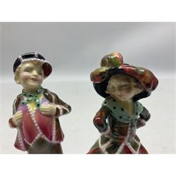 Four Royal Doulton figures, comprising pair Pearly Boy HN1482 and Pearly Girl HN1483, Sairey Gamp HN2100 and The Old Balloon Seller HN1315, tallest H19cm