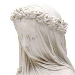 After Monti, Raffaele - 'The Bride', 19th century Copeland Parian bust, stamped Copeland and incised R Monti 1861 to the back, impressed Ceramic Crystal Palace Art Union to underside, H37cm