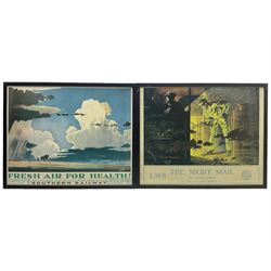 After Sir Herbert Alker Tripp CBE (British 1883-1954): ‘Fresh Air for Health’, reproduction Southern Railway poster; After Sir William Orpen (Irish 1878-1931): 'The Night Mail', reproduction London, Midland and Scottish Railway, each 47cm x 60cm (2)
