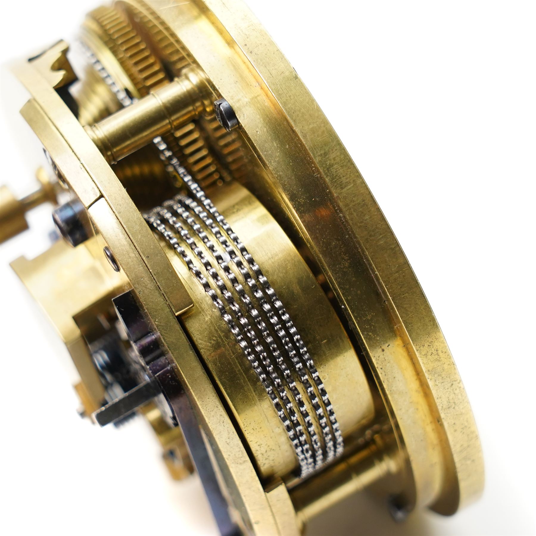 Grant & Son of Carlisle- Fine late 19th century 56 hours (2-day) Marine Chronometer, c1880, in a lockable mahogany brass bound box numbered 5602, with a separate glazed viewing lid and decorative brass shield inset to the top, with a 3-1/2