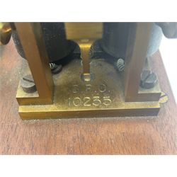 GPO telegraph morse code machine, marked GPO 10235 and Baseboard.S.C.MKII, in wooden carry case, case H16cm, L26cm 
