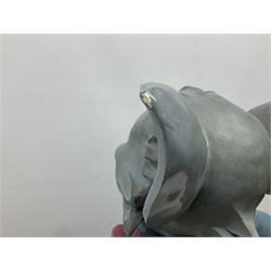 Fibreglass promotional/advertising group of Tom & Jerry, Tom standing wearing a blue track suit with his left hand resting on Jerry's head H63cm