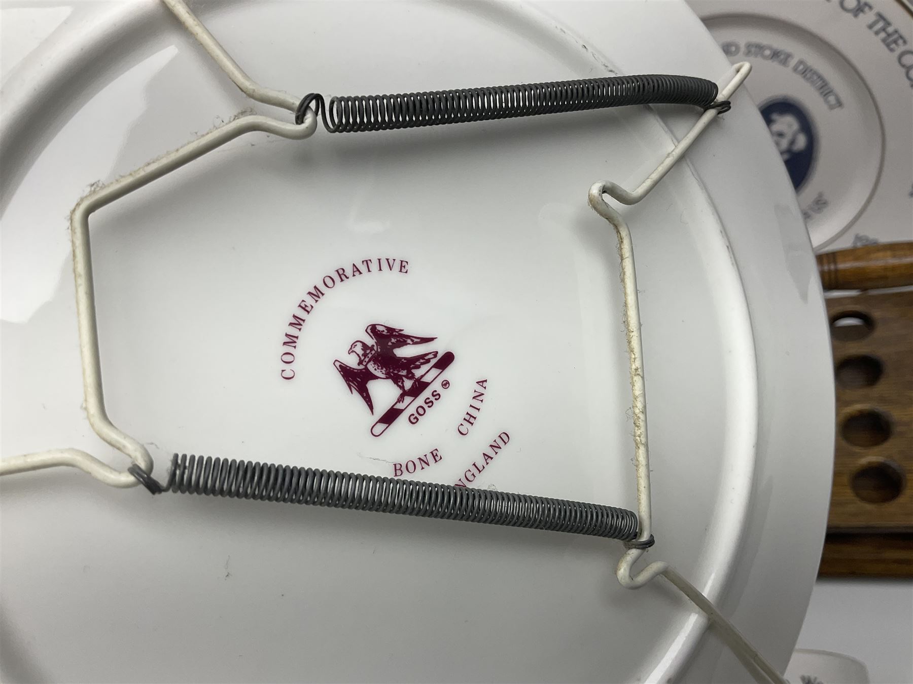 Collectables relating to the Methodist Church, including plates, goblet and mugs commemorating the 250th anniversary of the church, together with two wooden communion cup holders, etc