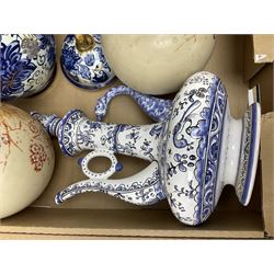 Denby Greenwheat pattern dinner wares, together with Royal Doulton Tumbling Leaves pattern tea and dinner wares, Royal commemorative ceramics including Wedgwood Jasperware table lighter, pair of Victorian glass hand painted vases, large blue and white urn with lid, Noritake part tea set, Staffordshire style dog and other ceramics and collectables, in boxes