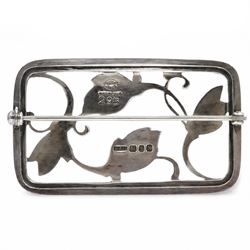 Georg Jensen silver floral brooch, no. 295, London 1959, boxed