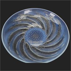 Lalique Poissons plate, designed 1931, with moulded R Lalique mark to centre, D29cm