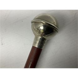 Three military swagger sticks - 14th Foot West Riding POWO Regiment; Northern Cyclist Battalion; both with regimental crests; and another with spherical terminal inscribed L/Cpl. Boycott P.M. WC. C.C.F. 7th Dec. 1960 (Combined Cadet Force?); all with plated mounts (3)