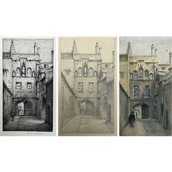 Eli Marsden Wilson ARE ARCE (British 1877-1965): New College Oxford, etching signed in pencil 19cm x 10.5cm; together with watercolour and pencil studies for the finished etching (3) 
Provenance: by descent through the artist's family; removed from the artist's cabinet, to be sold in the Country House Sale, Saturday 16th March 2024 Lot 1267.