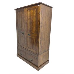 Laura Ashley - 'Garrat Dark Chestnut' double wardrobe, fitted with two panelled cupboard doors over four drawers