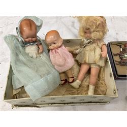 Dinky 721 Junkers JU 87B Stuka die cast model airplane, together with quantity of metal soldier figures and three miniature dolls etc