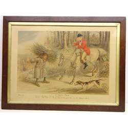  Hunting - 'A Capital Finish', 19th century coloured lithograph with text after John Leech (British 1817-1864), pub. Thomas Agnew 1865,  51cm x 71cm  