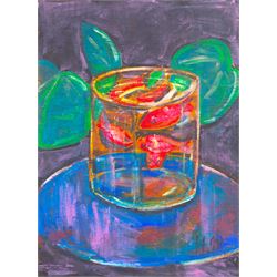 Manner of Henri Matisse (French 1869-1954): Lady Reclining and Goldfish Bowl, oil on panel and gouache on card bearing signatures, max 41.5cm x 31cm (2) (unframed)