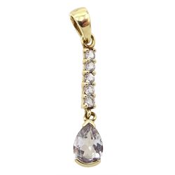 9ct gold pear and round topaz pendant, hallmarked
