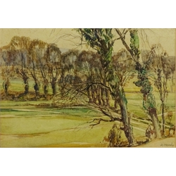  John Charles Moody (British 1884-1962): Wooded Landscape, watercolour over pencil signed 28cm x 41cm  