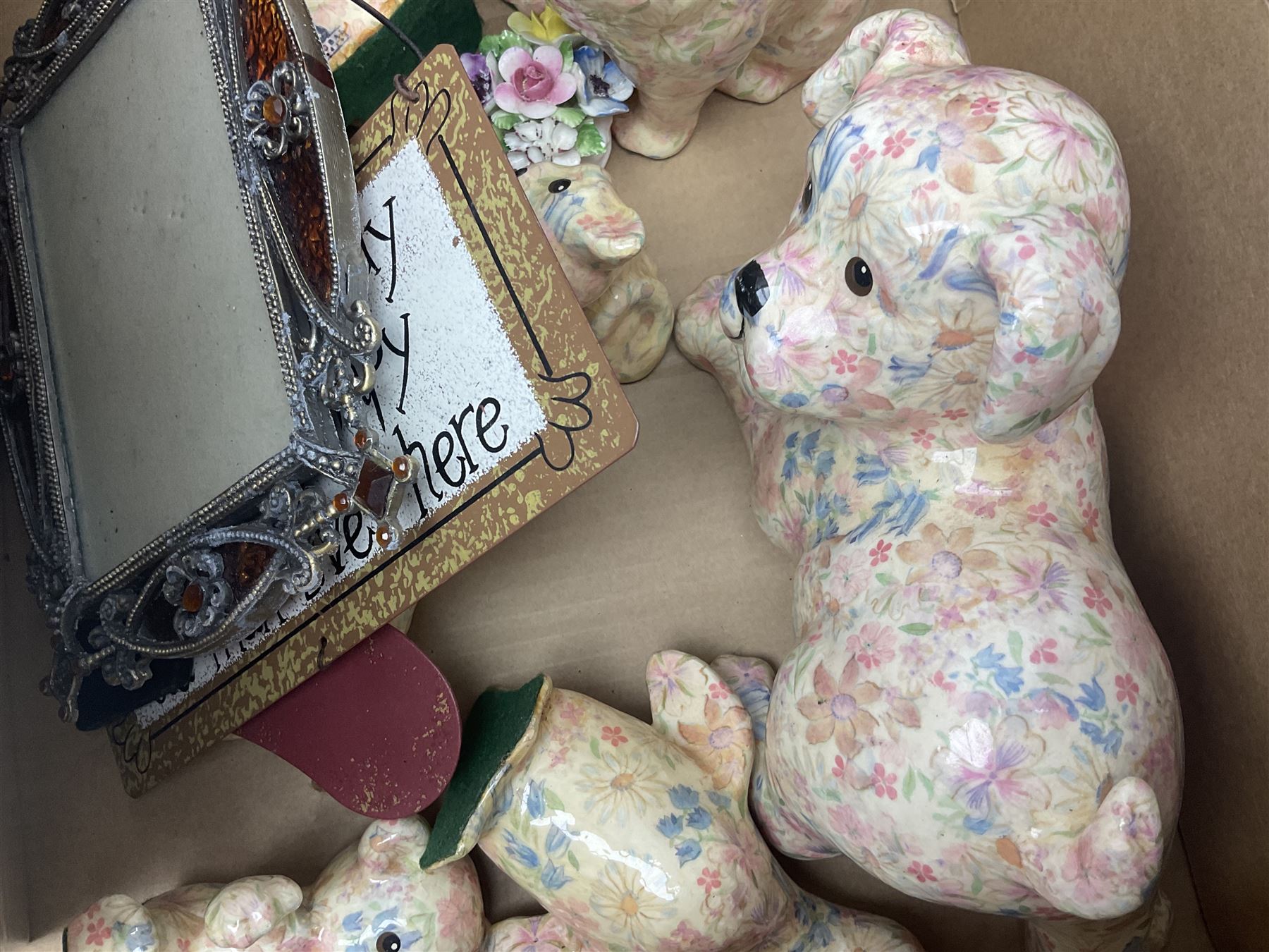 Aynsley Cottage Garden pattern ceramics, including vases and jars, together with a collection of flower baskets and similar, together with a collection of other ceramics and collectables, in three boxes 