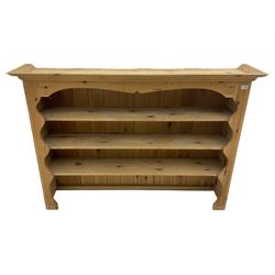 Victorian pine drop leaf table, with drawer, circular pine pedestal table, pine side table and two plate racks (5)