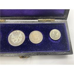 Queen Victoria 1887 maundy coin set, housed in a 'Maundy Money' case