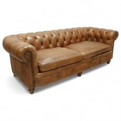 Alexandra & James - Two seat chesterfield sofa, deep buttoned back and arm, brass studded ...