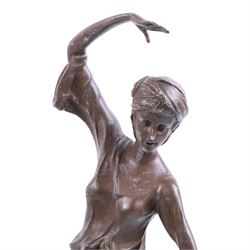 Art Deco-style bronze of a dancing girl on marble plinth base, H46cm