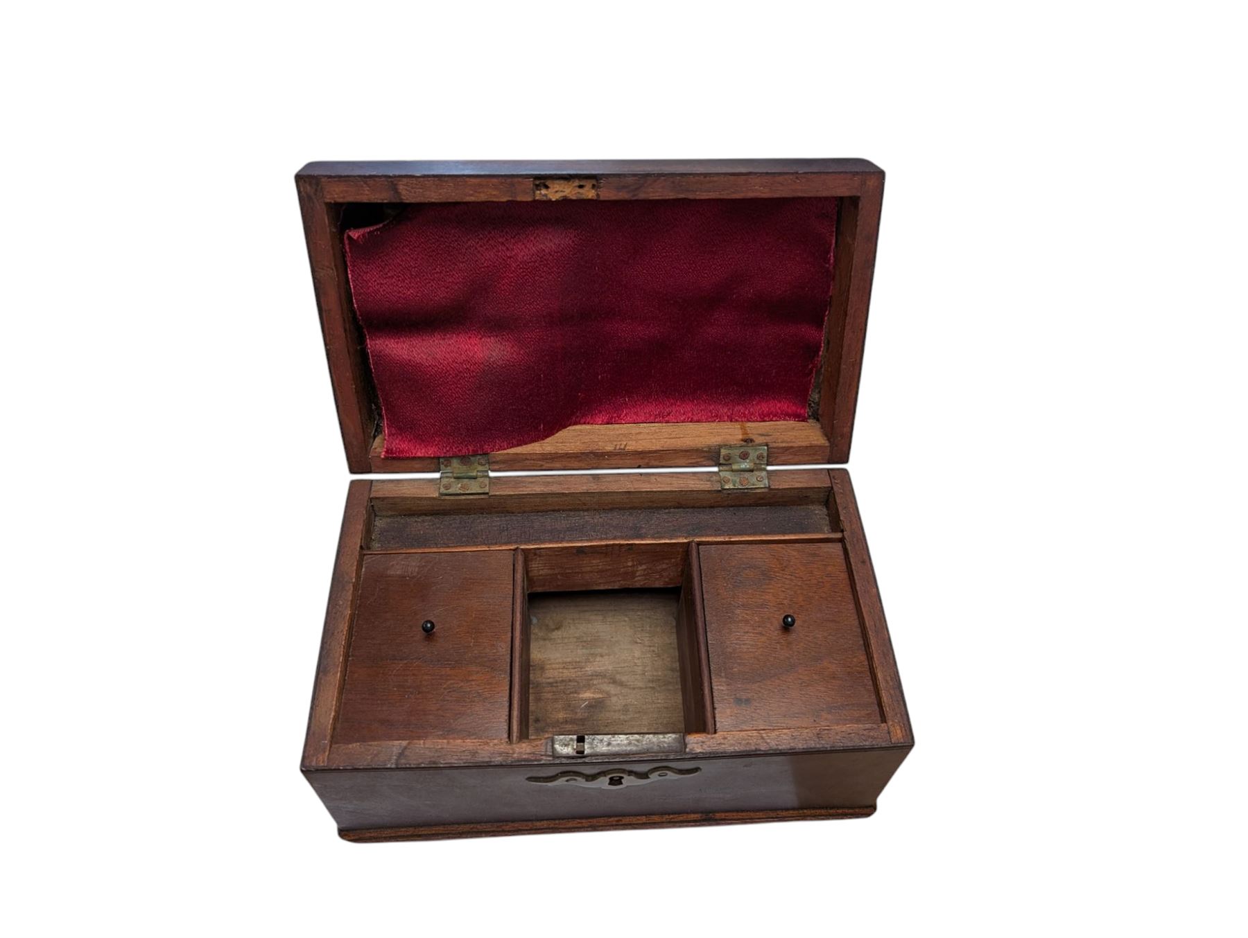 19th century mahogany tea caddy, H14cm