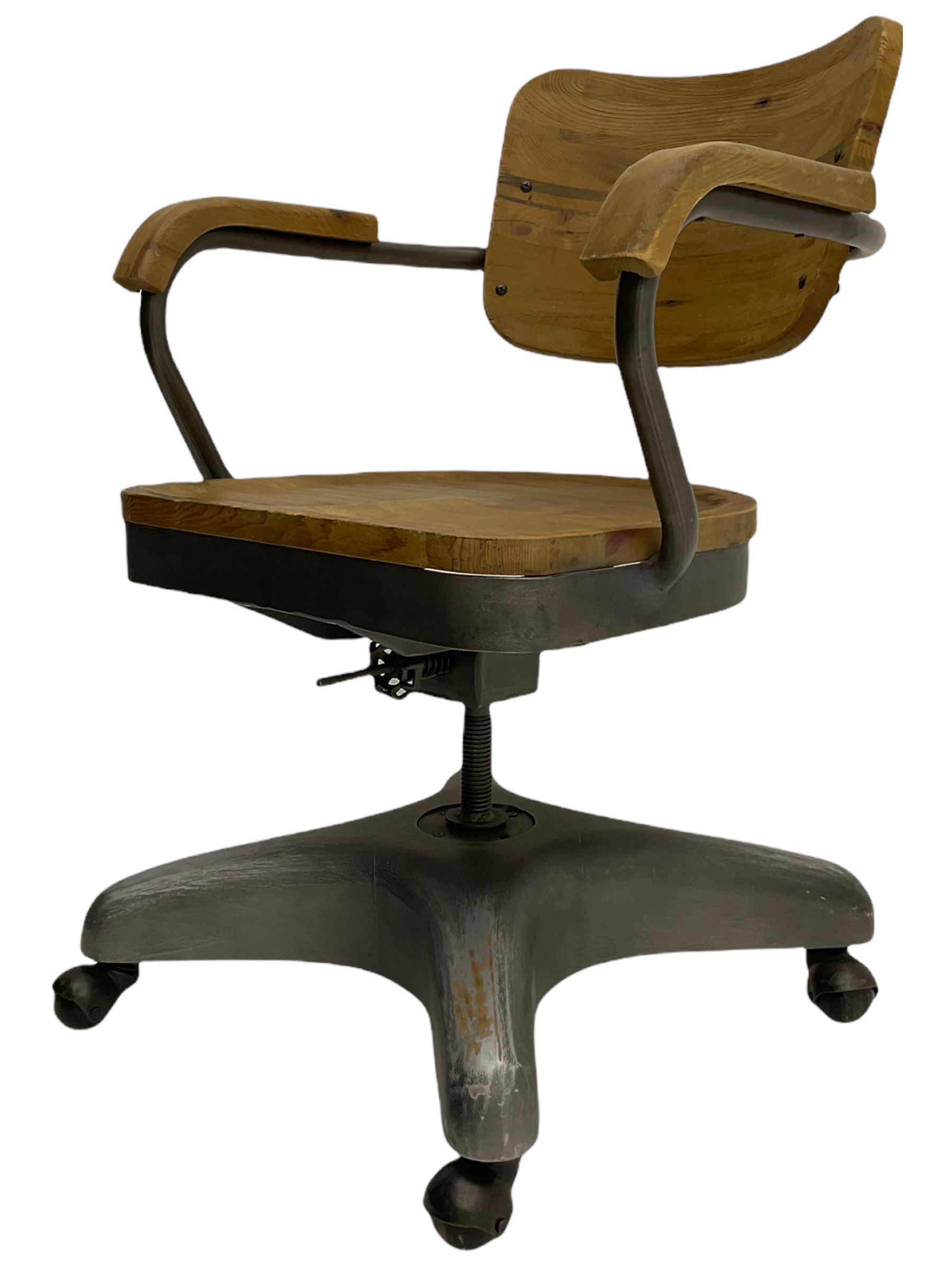 Industrial style metal and wood swivel desk chair
