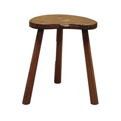  'Mouseman' oak three legged stool, dished adzed seat, by Robert Thompson of Kilburn, W37cm  