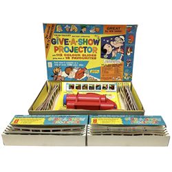 Chad Valley battery operated Give-A-Show projector, boxed with quantity of slides; and two extra boxes of slides Sets J & K (3)