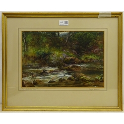 George Arthur Hickin (British 1821-1885): 'A Yorkshire Beck', watercolour heightened in white signed 23cm x 34cm