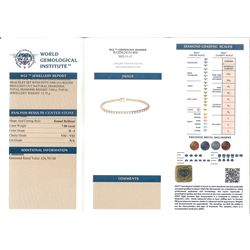 18ct rose gold round brilliant cut diamond bracelet, stamped, total diamond weight 7.00 carat, with World Gemological Institute Report stating VS1-VS2 clarity, H-I colour