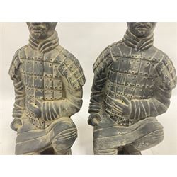 Pair of Chinese 'Terracotta Warrior' style figures, modelled as archers, H30cm