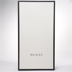 Gucci - pair of Dionysus buckled knee-high leather boots, in black with block heels, applied with rhinestone star, moon and heart applique motifs, with the signature silver tone tiger head buckle fastening and full length zip, size 38, total boot height 48cm, unused with original box and dust bags