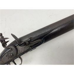 Early 19th century flintlock single barrel sporting gun by Johnston, approximately 14-bore, with 94cm(37